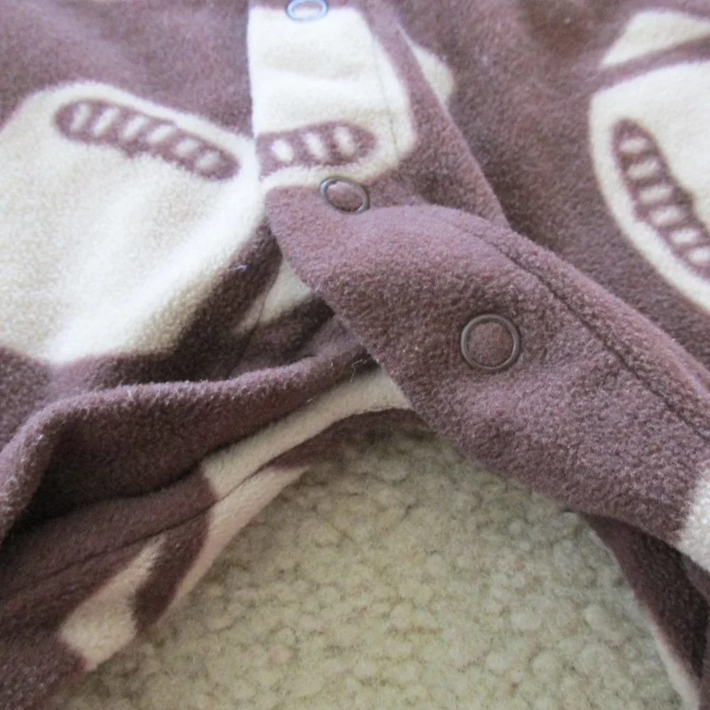 Carters Snap Up Footless Fleece Romper Infant Boys Size 6M Brown Football Sports